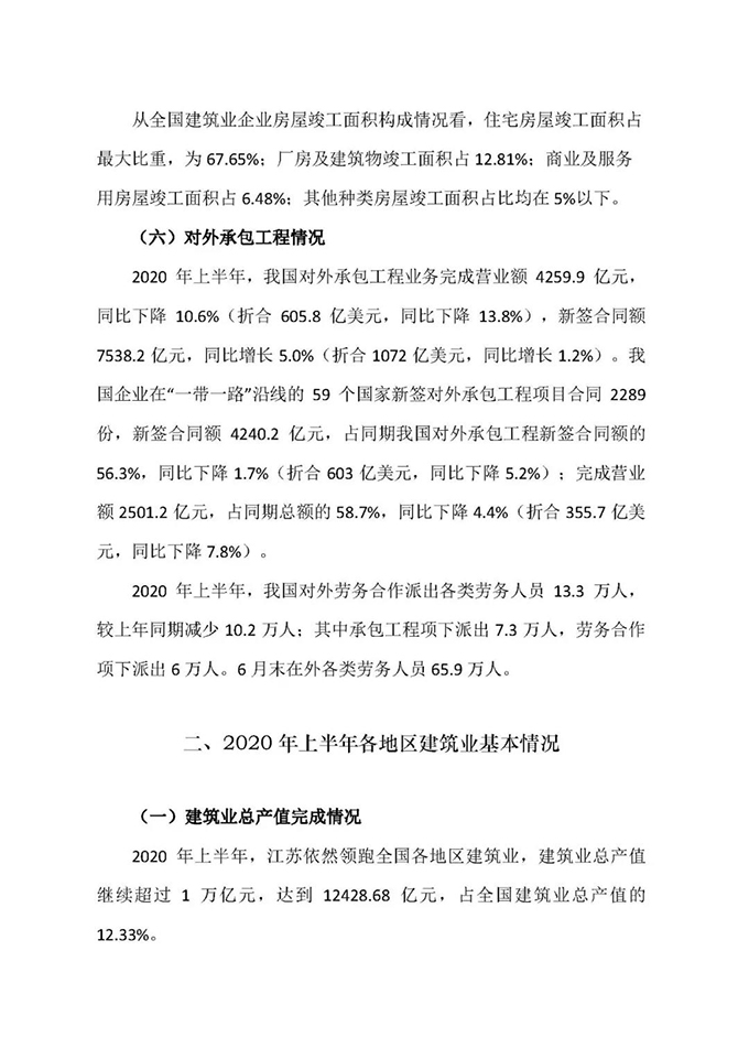2020年上半年建筑业发展统计分析